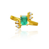 0.72 Carat Emerald and Diamond Bypass 18K Gold Ring