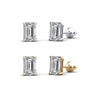 1-4 Carat Emerald Cut Prong Set Diamond in 14K White Gold Stud Earrings