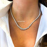 10-30 Carat Total Diamond 14K White Gold Graduating Riviera Tennis Necklace