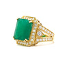 10 Carat Colombian Emerald & Diamond Halo Split Shank in 18K Gold Statement Ring