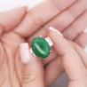 10.91 Carat Oval Jadeite Jade & Baguette Diamond Platinum Filigree Ring