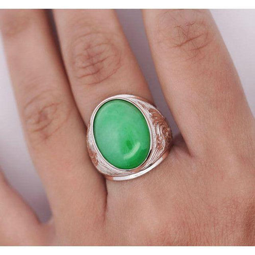 11 Carat Grade A Jadeite Jade Fei Cui Bezel Set Unisex Solitaire Ring