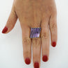 12 Carat Baguette Cut Amethyst 18K Gold Italian Cocktail Ring