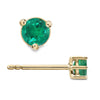 1/2 Ct Natural Emerald 3-Prong 14K Gold Round Stud Earrings