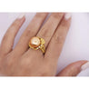 12.8mm Golden South Sea Pearl and Round Cut Diamonds Ring in 18k Yellow Gold