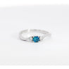 1/3 CTW Natural Blue and White Diamond Curved Mini Three Stone Ring in 14K White Gold