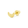 14K Solid Gold Half-Moon Tiny Stud Earrings On Screw Back