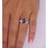 14K White Gold 1.56 Carat Oval Blue Sapphire and Invisible Cluster Diamond Ring