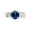 14K White Gold 1.56 Carat Oval Blue Sapphire and Invisible Cluster Diamond Ring