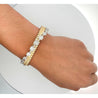 14K White and Yellow Gold Ribbed 1.52 Carat Illusion Set Diamond Bangle