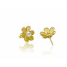 14k Solid Gold Flower and Pearl Stud Earrings