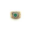 14k Massivgold Herzform Smaragd und Diamant Pinky Ring