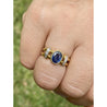 14k Solid Gold Split Shank Oval Cut Blue Sapphire Ring