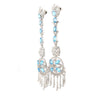 15 Carat Oval Aquamarine & Diamond 18K White Gold Retro Dangle Earrings