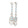 15 Carat Oval Aquamarine & Diamond 18K White Gold Retro Dangle Earrings