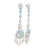 15 Carat Oval Aquamarine & Diamond 18K White Gold Retro Dangle Earrings