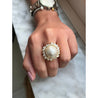 16mm South Sea Pearl and Marquise Cut Diamond Halo in 18k Gold Ring