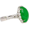 17.86 Carat Oval Cut Jadeite Jade and Diamond Ring in 18K White Gold 7