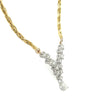 18K Gold Diamond Cluster Wheat Chain Necklace 16.5"