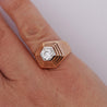 18K Rose Gold Hexagonal Shape Mesh Finish Ring, Bracelet, Pendant Set