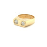 18K Solid Gold 0.80 Carat Natural 2 Stone Bezel Set Diamond Ring