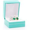 18K White Gold 2 Carat Cabochon Emerald and Diamond Butterfly Drops Earrings