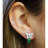 18K White Gold 2 Carat Cabochon Emerald and Diamond Butterfly Drops Earrings