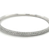 18K White Gold 3.7 Carat Round Cut Micro Pave Natural Diamond Bangle Bracelet