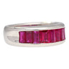 18K White Gold Channel Set Natural Baguette Cut 1-Row Ruby Band Ring