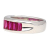 18K White Gold Channel Set Natural Baguette Cut 1-Row Ruby Band Ring