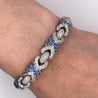 18K White Gold Natural Diamond and Natural Blue Sapphire Pave Set Bracelet