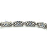 18K White Gold Natural Diamond and Natural Blue Sapphire Pave Set Bracelet