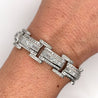 18K White Gold Unisex 12.72 CT TW Channel Set Baguette & Round Diamond Encrusted Bracelet