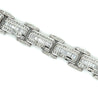 18K White Gold Unisex 12.72 CT TW Channel Set Baguette & Round Diamond Encrusted Bracelet