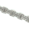 18K White Gold Unisex 12.72 CT TW Channel Set Baguette & Round Diamond Encrusted Bracelet