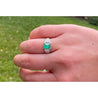 1935 Art Deco Triangle Cut Emerald in Vintage Platinum Ring