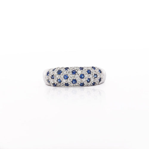 1.10 Carat Sapphire and Diamond Pave Cluster Platinum Band Ring