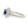 1.16 Carat Oval Blue Sapphire and Diamond Textured Halo Platinum Ring