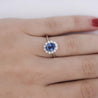 1.30 Carat Oval Deep Blue Sapphire & Round Diamond 18K White Gold Ring