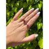 1.35 Carat Pear Cut Natural Ruby and Diamonds in 14k white gold Curved Ring