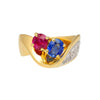 1.5 Carat Sapphire & Ruby with Diamond 18K Yellow Gold Crossover Statement Ring