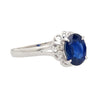 1.66 Carat Oval Blue Sapphire and Diamond Platinum Dainty Ring