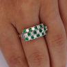 2 Carat Asscher Cut Emerald & Diamond Checkerboard Statement Ring