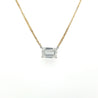 2 Carat Emerald Cut Lab Grown Diamond Connected Floating Necklace in 18K Yellow & White Gold 2-Tone Setting