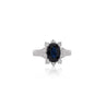 2 Carat Oval Cut Blue Sapphire & Round Diamond Halo Setting Statement Ring