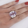 20.96 Carat Oval Light Pink Kunzite & Diamond in Platinum Filigree Cocktail Ring