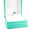 2/3 Carat Natural Emerald & Diamond Oval Halo Thin Band Ring in 18K White Gold