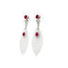 27.48 Carat Carved Grade A Lavender Jade Drop Earrings with Rubies & Diamonds