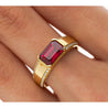 2.09 Carat Vivid Red Pigeon's Blood Burma Ruby Emerald Cut East-West Ring