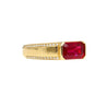 2.09 Carat Vivid Red Pigeon's Blood Burma Ruby Emerald Cut East-West Ring